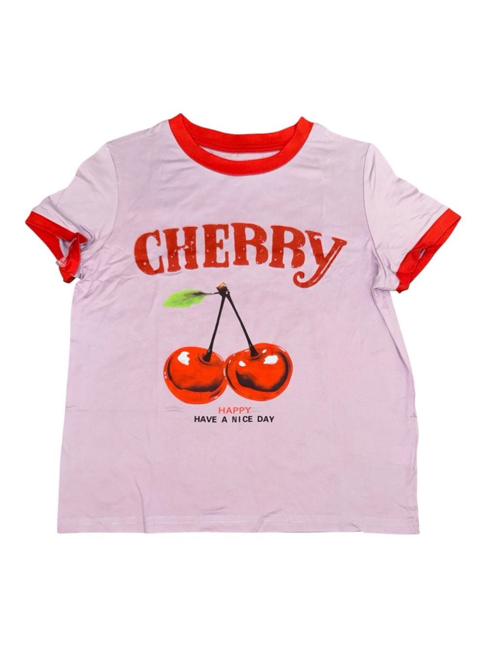RoseSeek Girls Size 9 Yrs Cherry Graphic Ringer Tee Mauve Purple NWT Happy